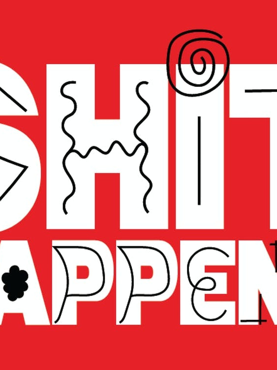 Shit Happens - Retro - Typography - - Funny - Humour - Quotes - Bathroom - Office - Red 