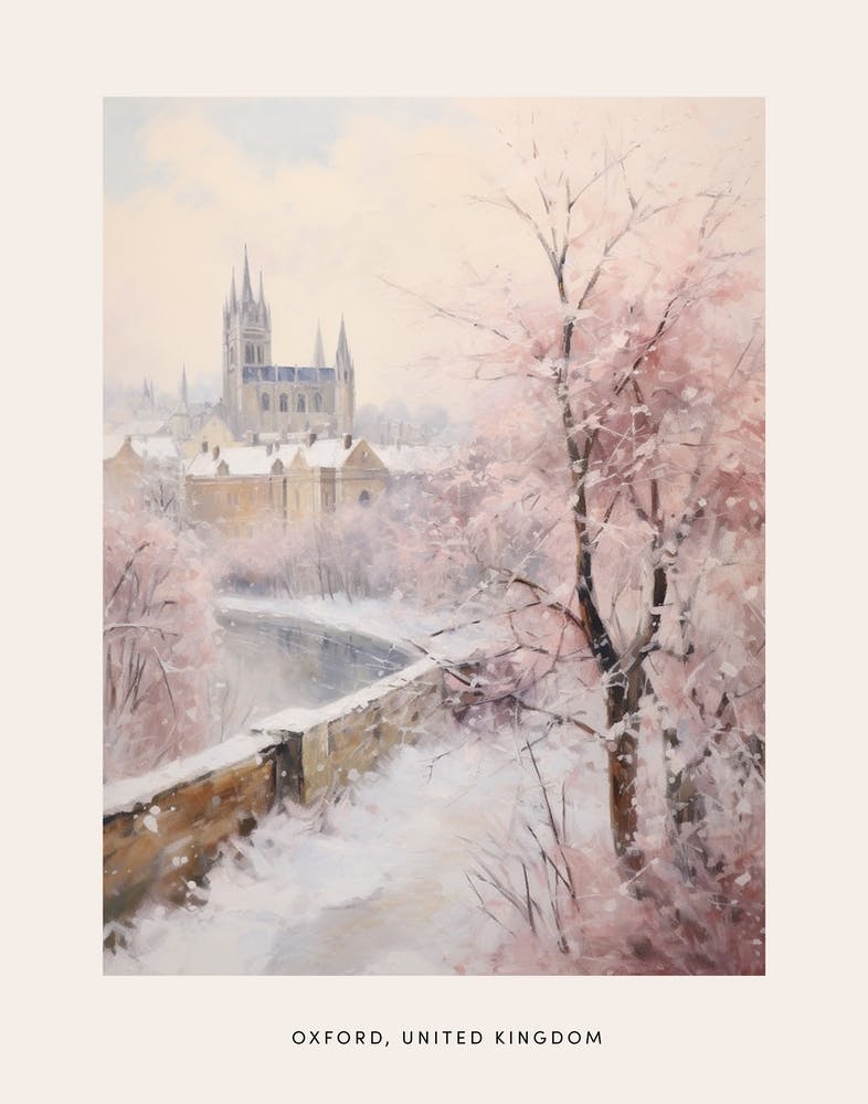 Dreamy Winter Painting Poster Oxford United Kingdom 1