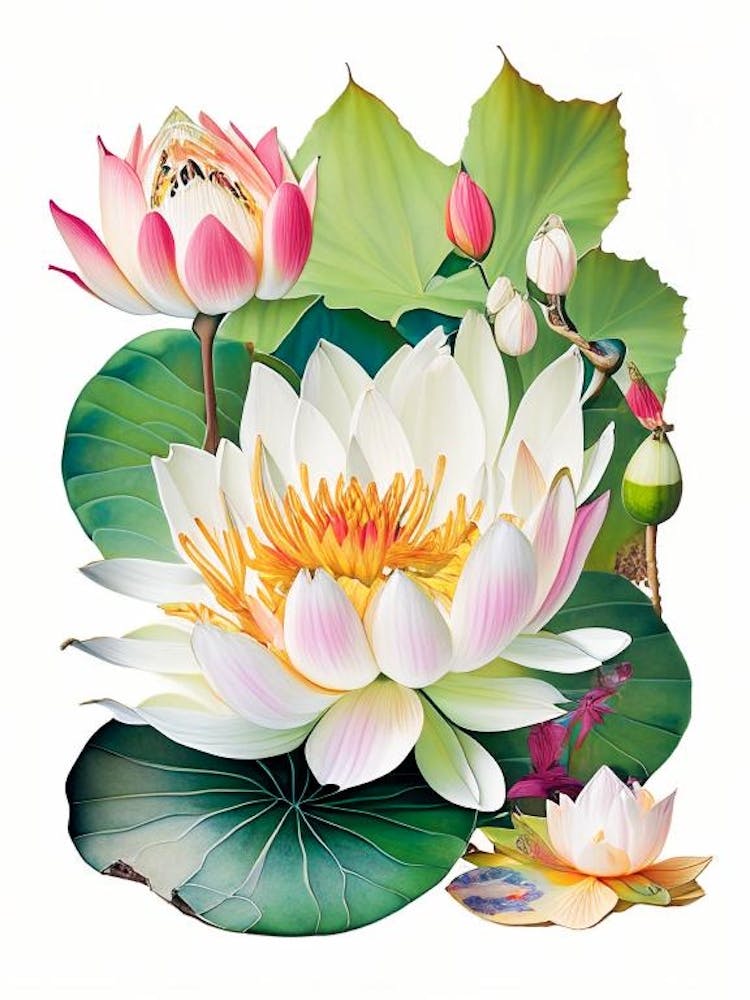 Lotusblumen im Garten Decoupage 3