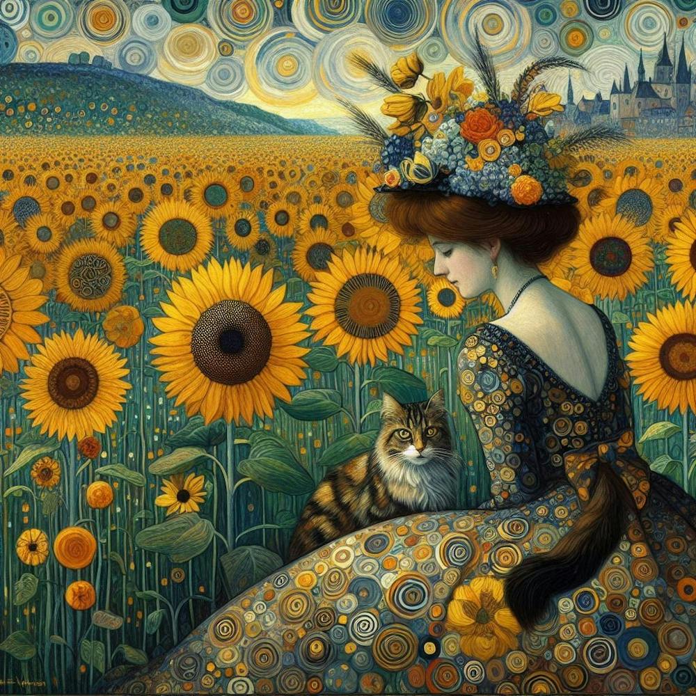 gustav klimt sunflowers in the meadow art 3