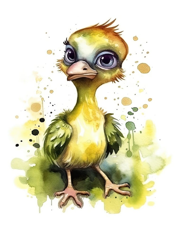 Oviraptor Cute Dinosaur Watercolour 3