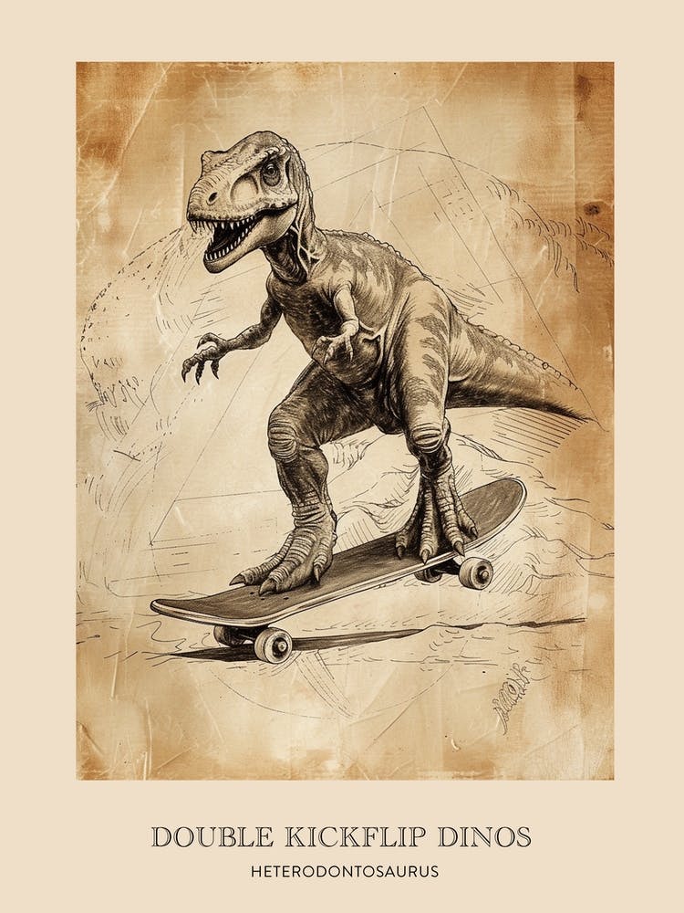Heterodontosaurus Vintage Dinosaur Poster 1