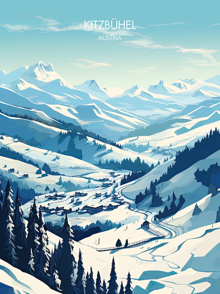 Poster Of Kitzbuhel   Austria, Ski Resort Illustration 2