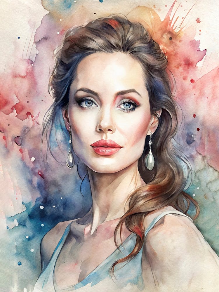 Angelina Jolie In Watercolor