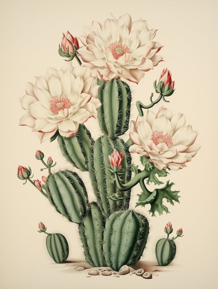 Vintage Cactus Illustration Trichocereus Cactus 2