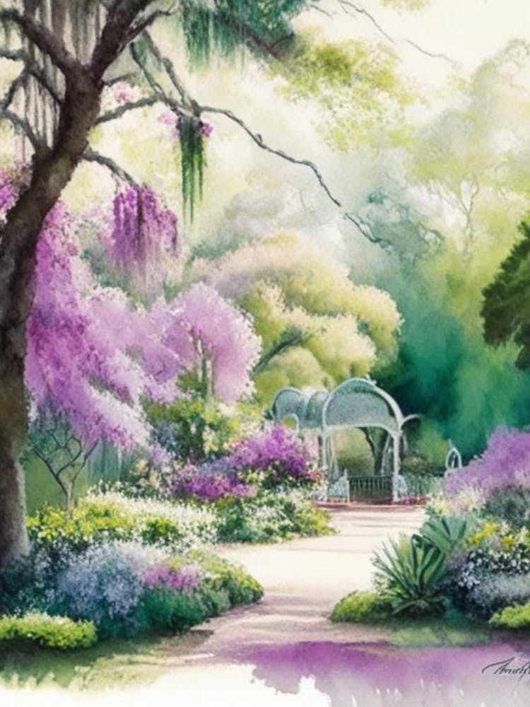 Bellingrath Gardens, 1, Usa Pastel Watercolour