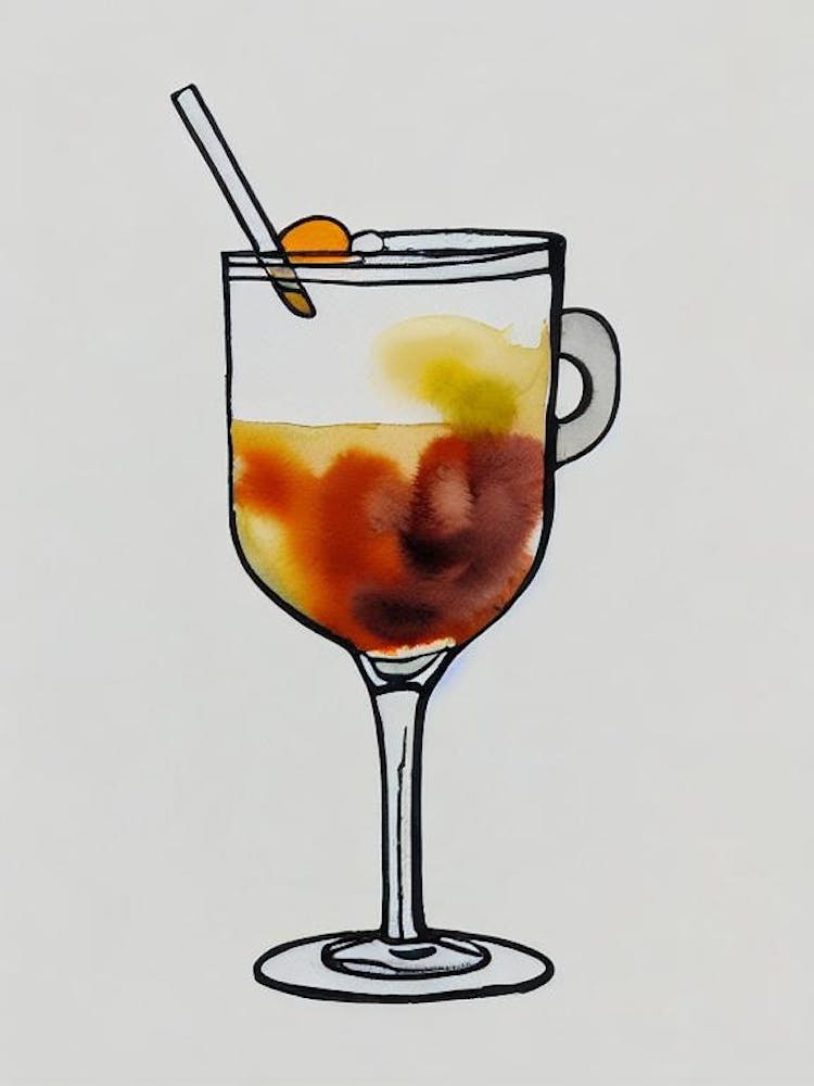 Espresso MCocktail Poster artini 2 Minimal Line Drawing With Watercolour Cocktail Poster