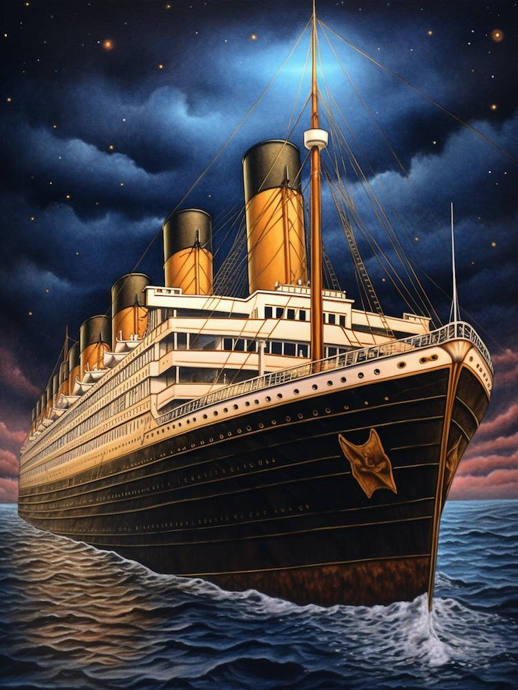 Titanic White Star Pencil Drawing 2