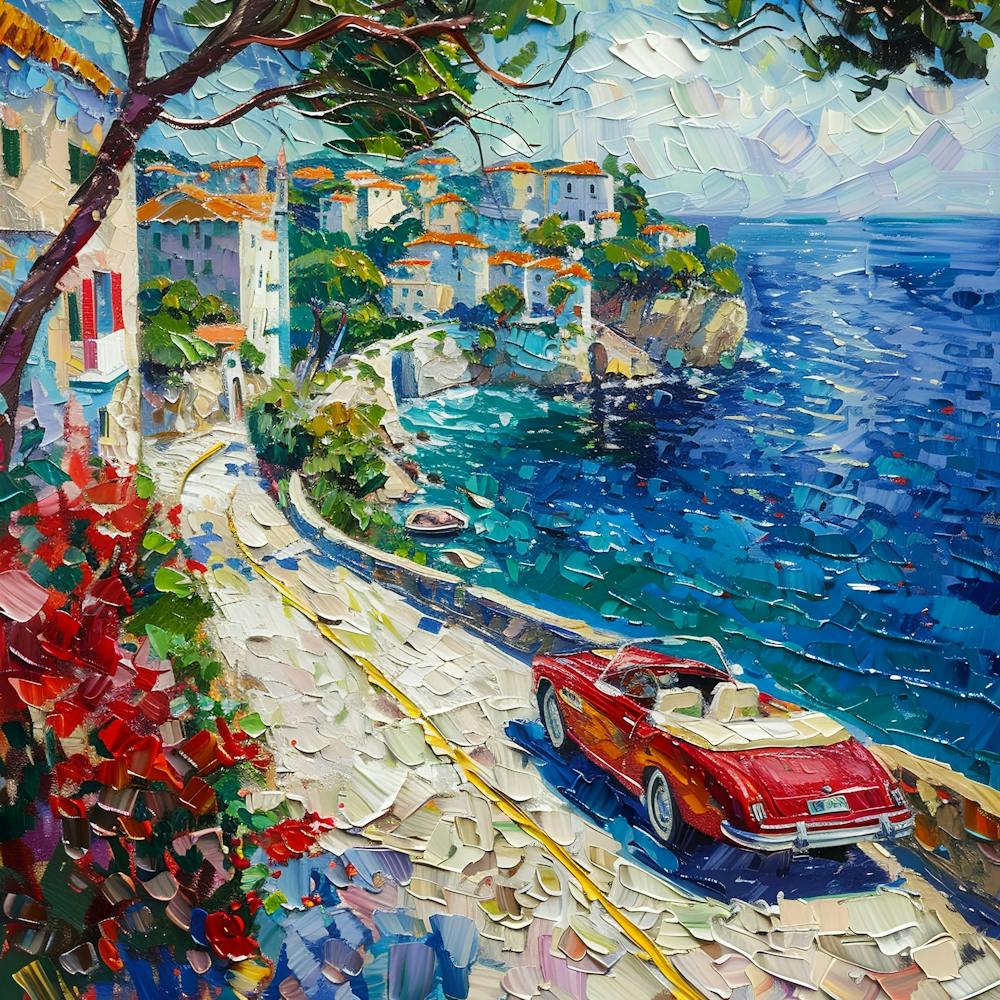 Rotes Auto am Meer
