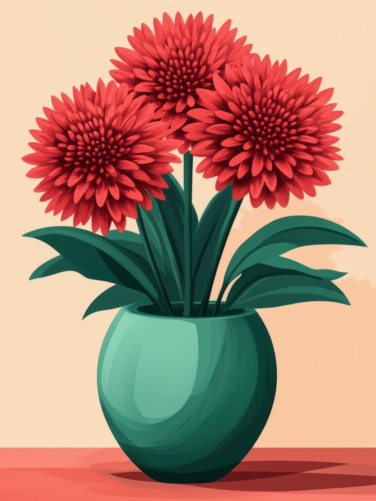 Red Flowers In A Vase 2