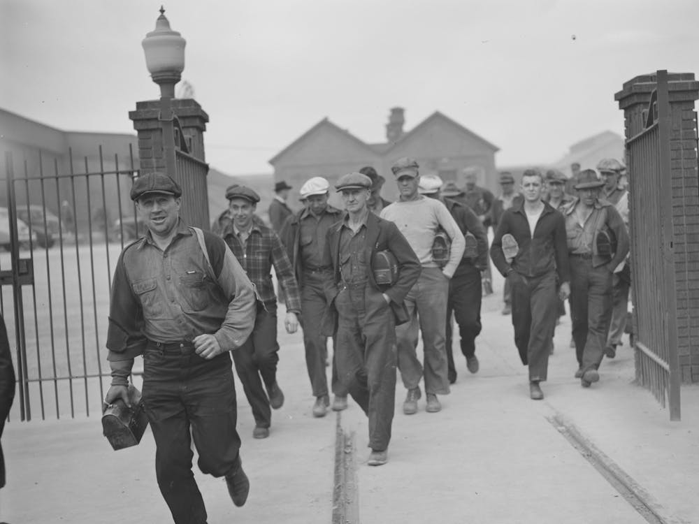 Anaconda Smelter, Montana, Anaconda Copper Mining Company, Workmen Leaving At End Of Day By Russell Lee