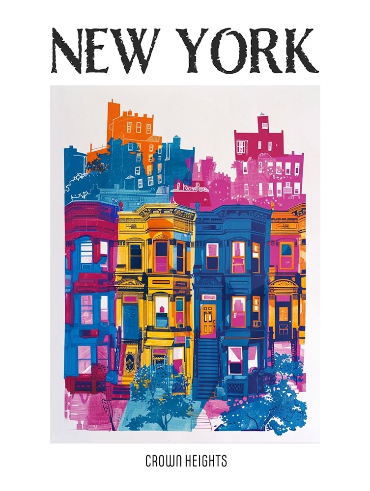 Crown Heights New York Colourful Silkscreen Illustration 3 Poster