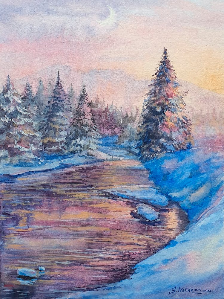 Sunrise On A Mountain River
