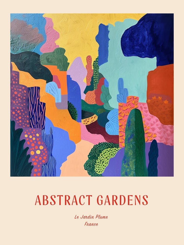 Jardins Colorés Le Jardin Plume France Affiche Rouge
