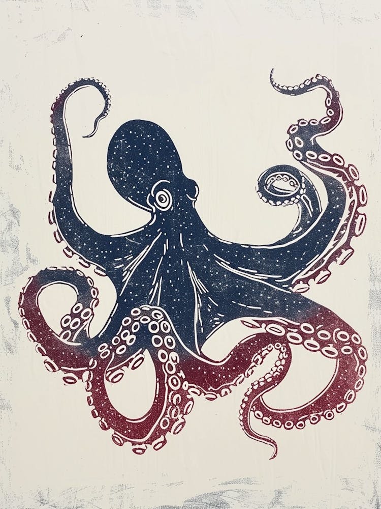 Blue & Red Gradient Octopus