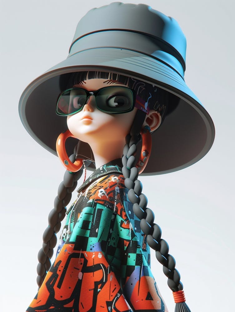 An Asian Girl Named Xiaomei, Detailed Character Design In Anime Style, Hip Hop Style 1