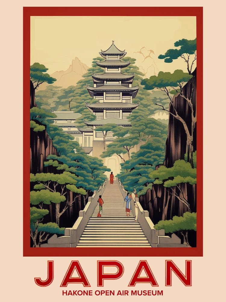 Hakone Open Air Museum, Visit Japan Vintage Travel Art 3