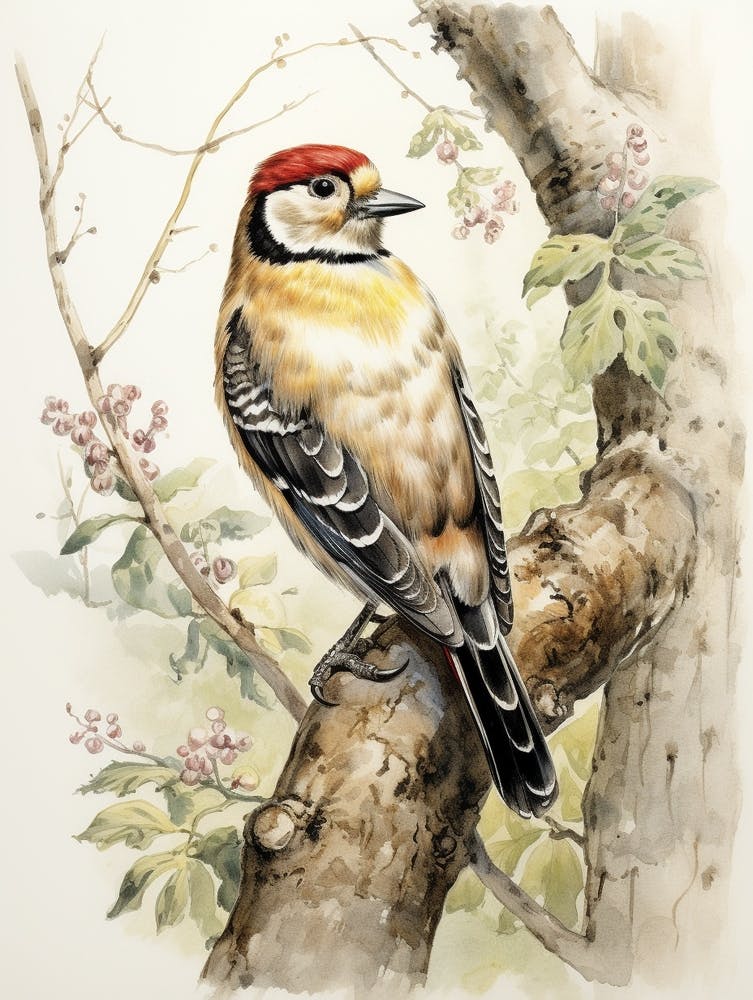 Storybook Animal Watercolour Woodpecker 1