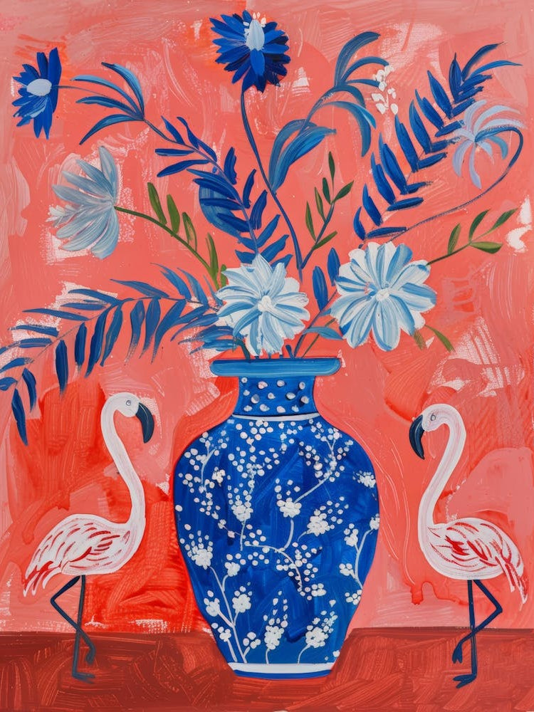 Flamingos In Vase
