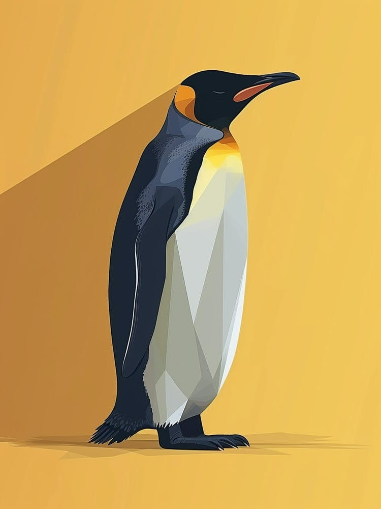 King Penguin Laurie Island Minimalist Illustration 4