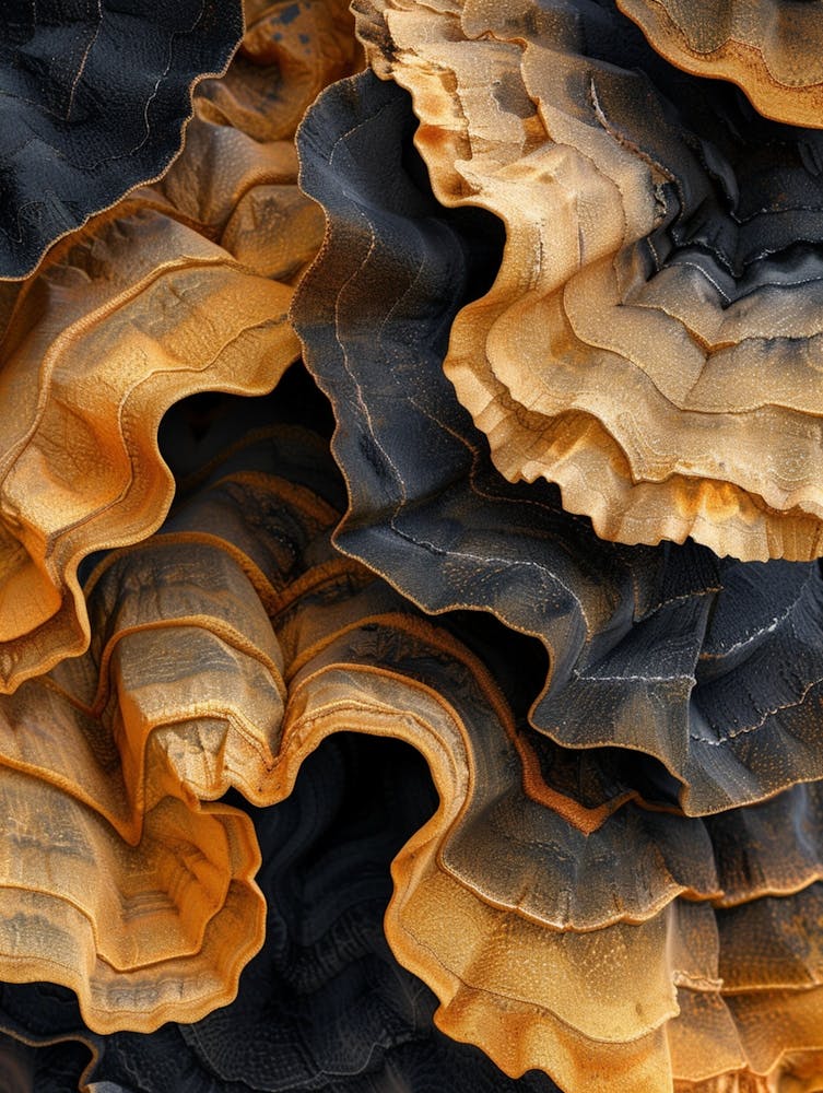 Repeated Compression Of Basalt Layers，Abstract Multiple Petal Texture,Asian Style,Matte Texture, Composed Of Sand, Golden And Black, Real, Sharpening, Shadow, Edges Sharp