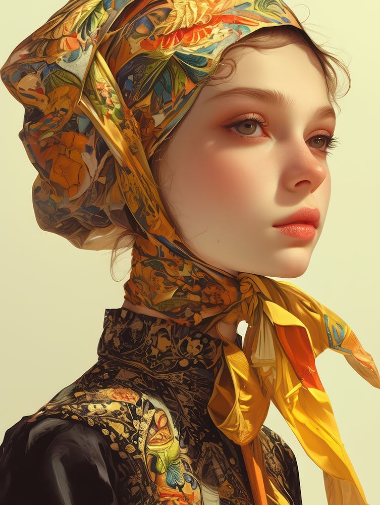 Portrait Of A Girl Wearing A Scarf