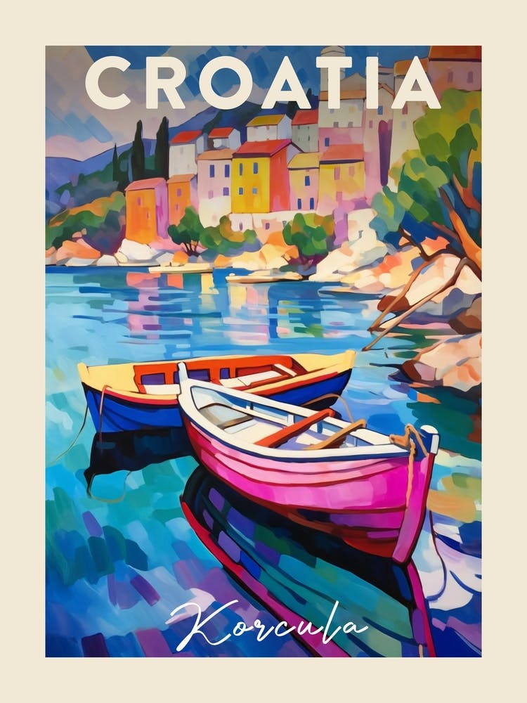 Korcula Croatia 1 Fauvist Painting  Travel Poster