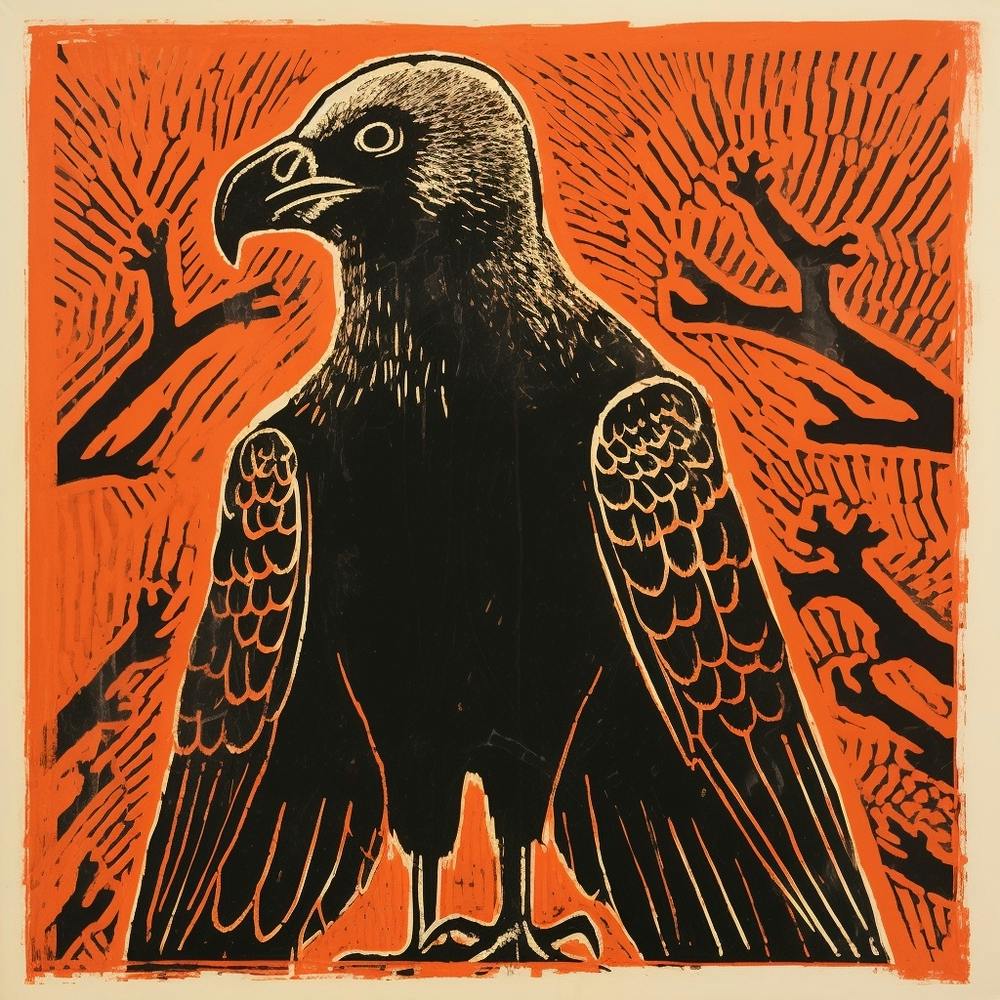 Retro Bird Lithograph Vulture 2