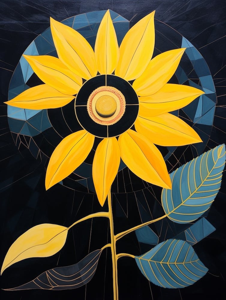 Sunflower 3 Hilma Af Klint Inspired Flower Illustration