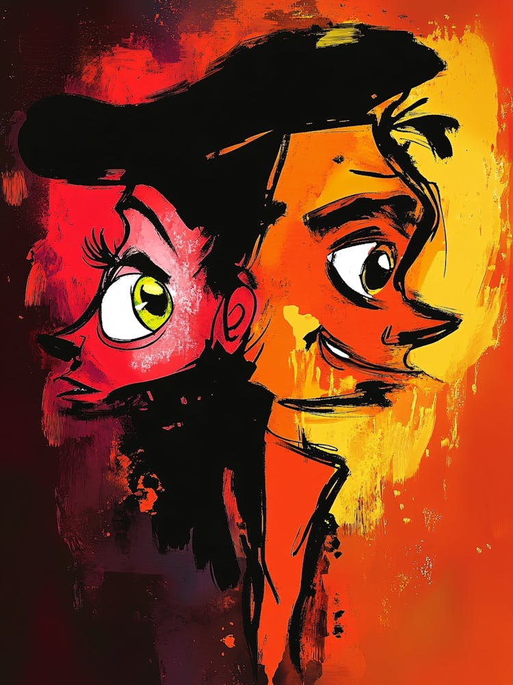 Man And A Woman Drawing