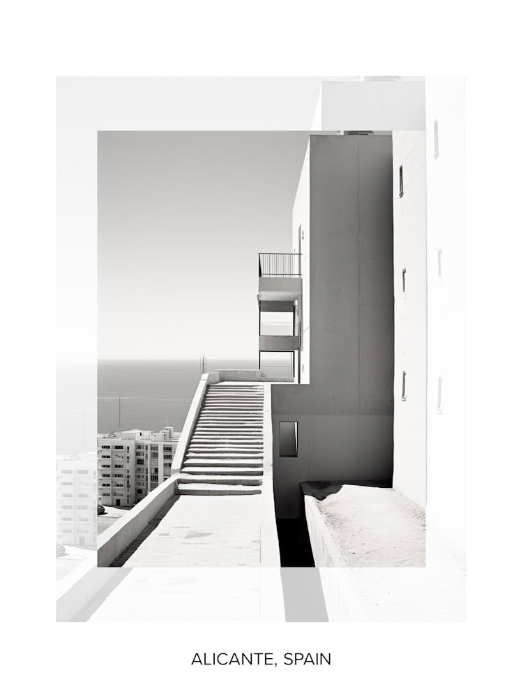 Poster Of Alicante, Spain, Black And White Old Photo 2