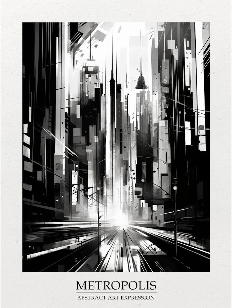 Metropolis Abstract Black And White 1 Poster
