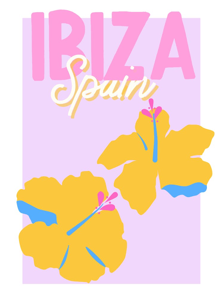 Travel Poster Ibiza (Pink)