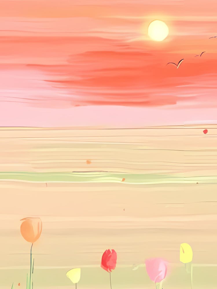 Sunset With Flowers
