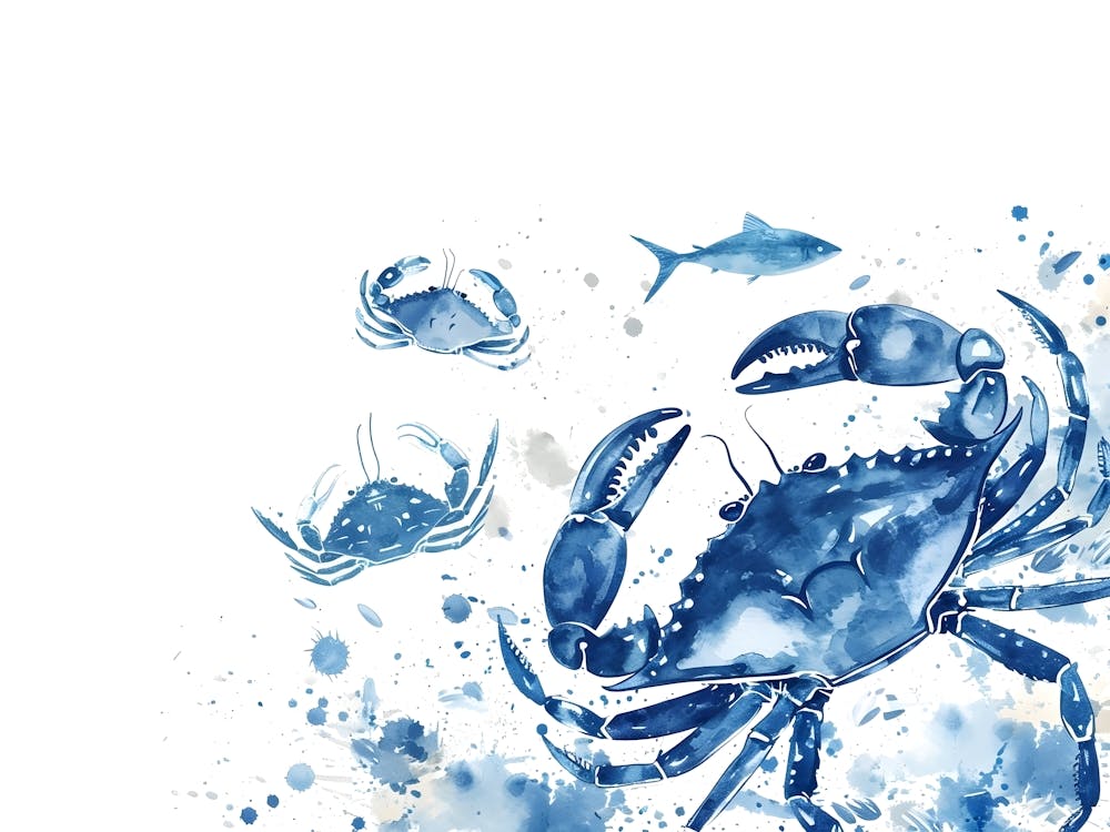 Watercolor Blue Crab 1