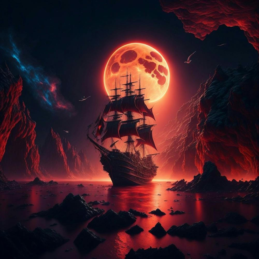 Pirate Ship In The Ocean