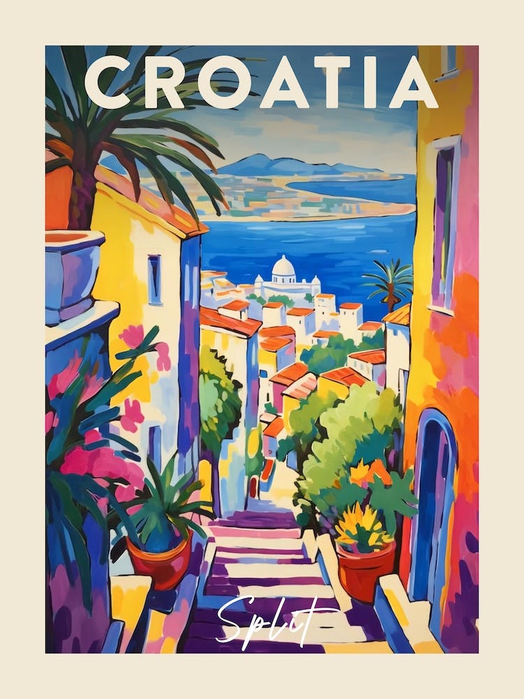 Split Croatia 3 Fauvist Painting Travel Poster
