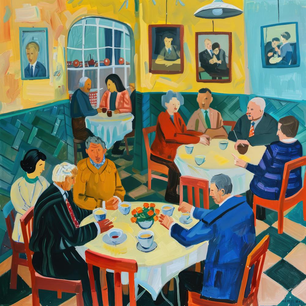 David Hockney Style. British Tea Room Series 8