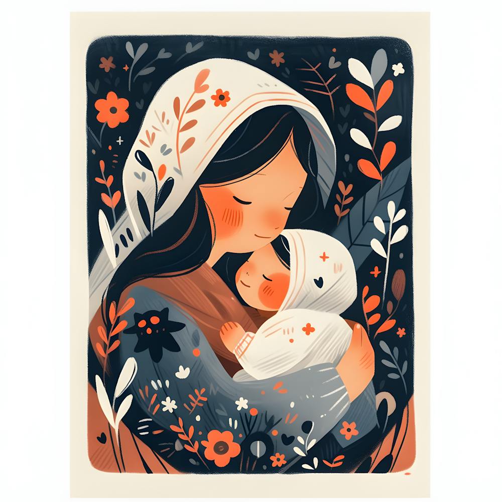 Motherhood Love Print Cozy Nursery Wall Art