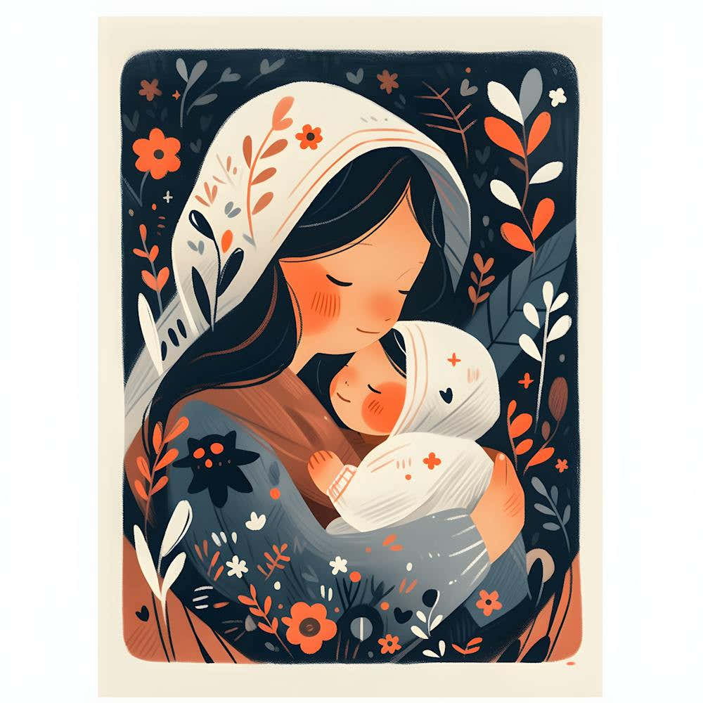 Motherhood Love Print Cozy Nursery Wall Art