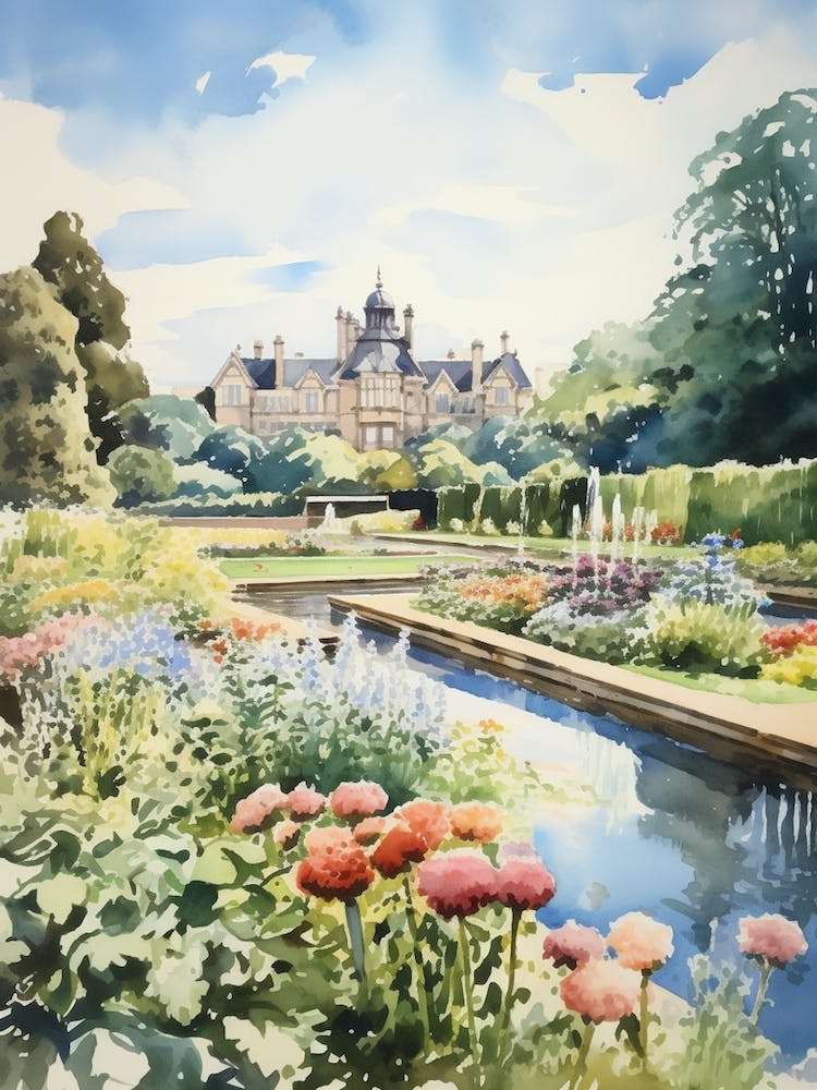 Alnwick Garden Uk Watercolour 2