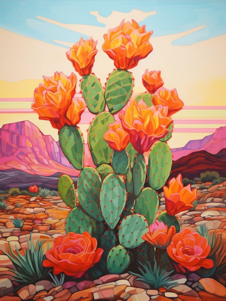 Cactus In The Desert Painting Canthocalycium 1