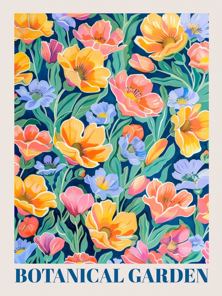 Botanical Garden. Colorful gouache pattern