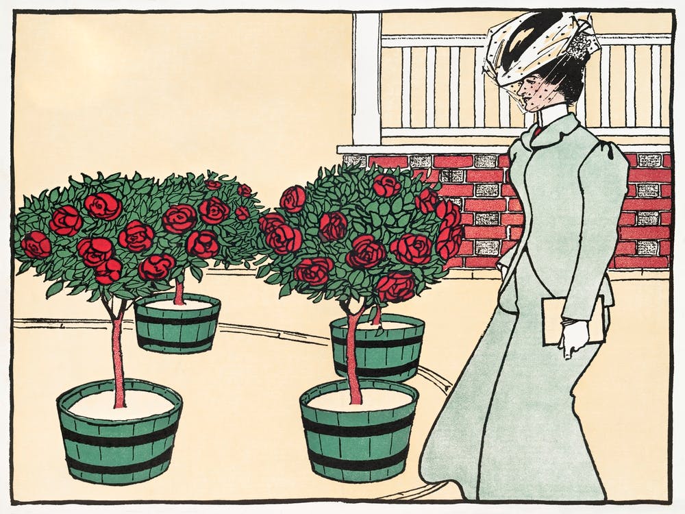 Woman In Rose Garden (1896), Edward Penfield