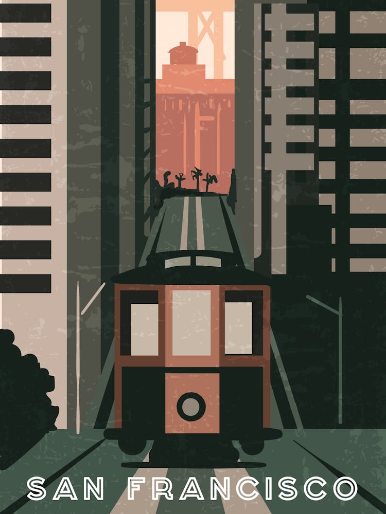 San Francisco, USA — Affiche de voyage minimaliste rétro