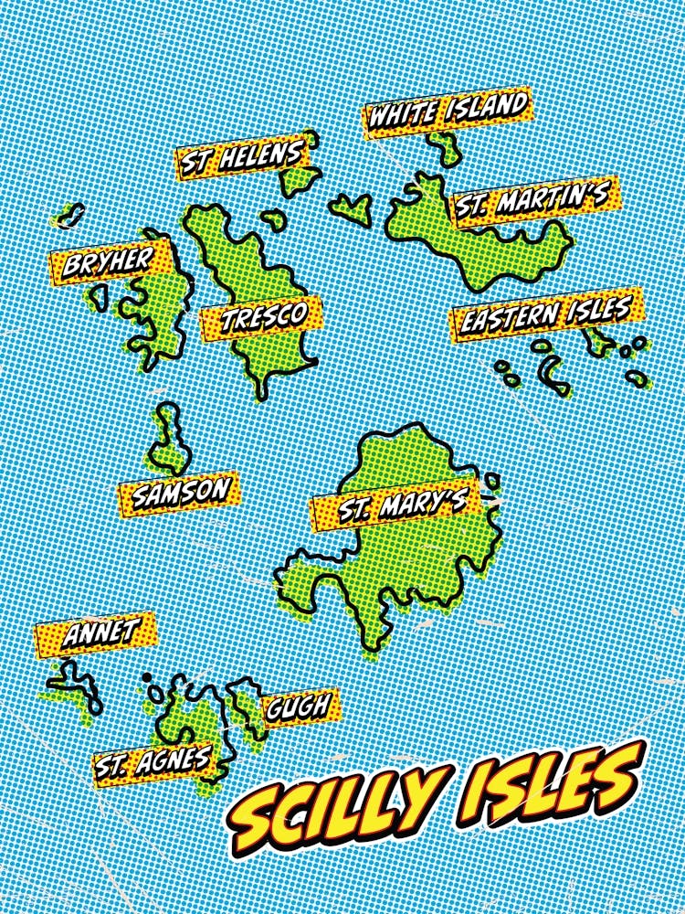 Scilly Isles Pop Art Travel Map