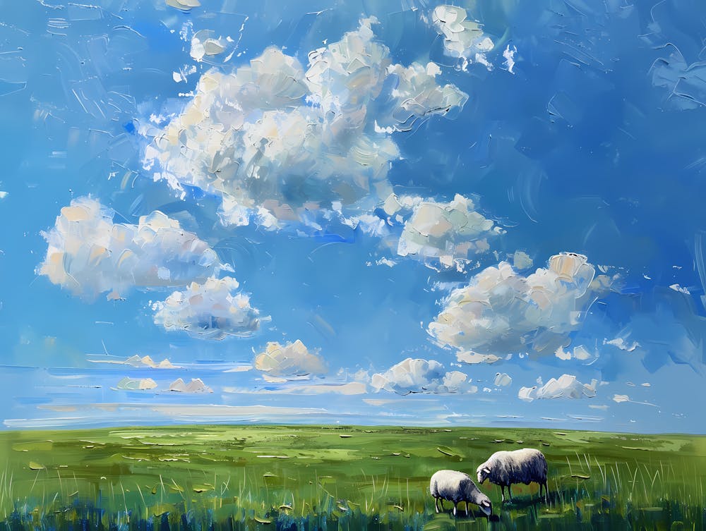 Sheep Grazing In A Field