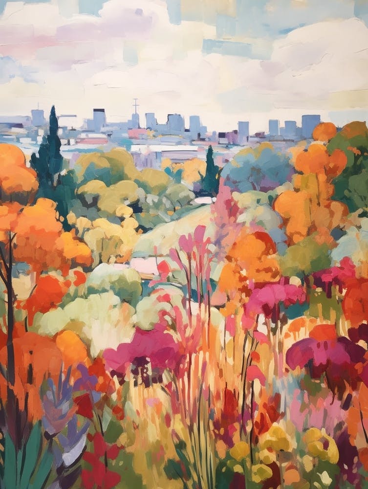 Autumn City Park Painting Echo Park Los Angeles United States 4