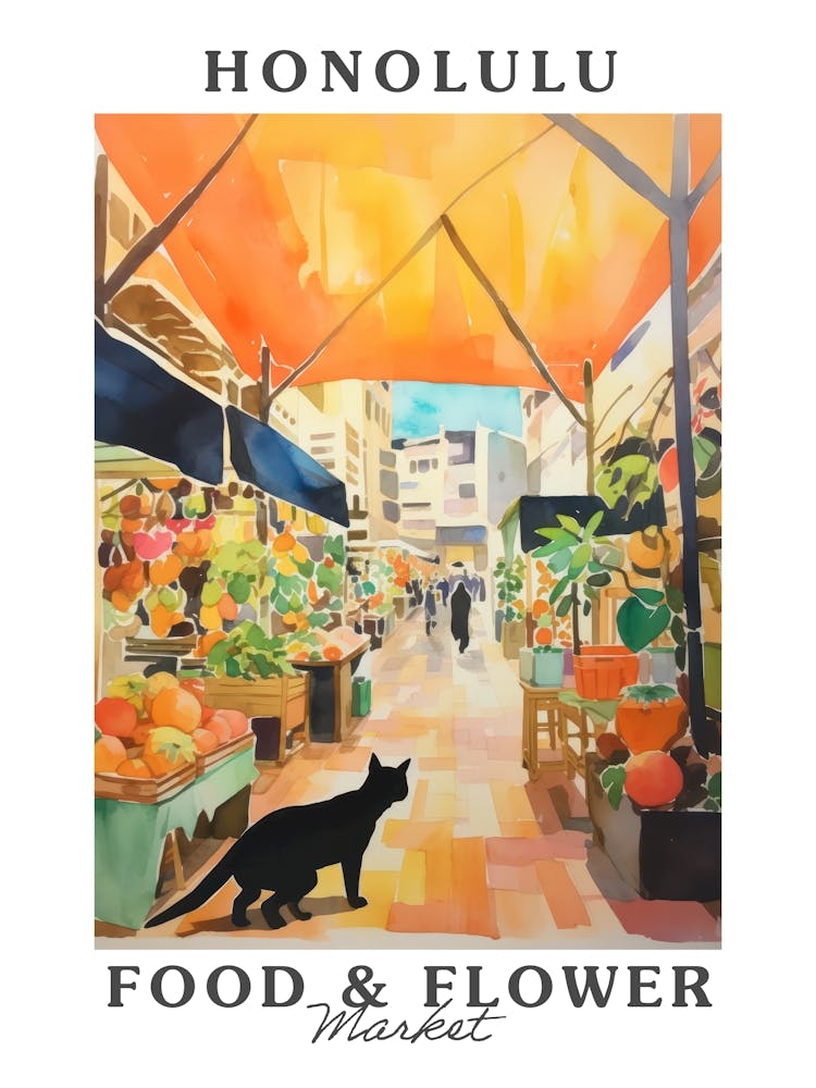 Food Market With Cats In Honolulu 4 Poster