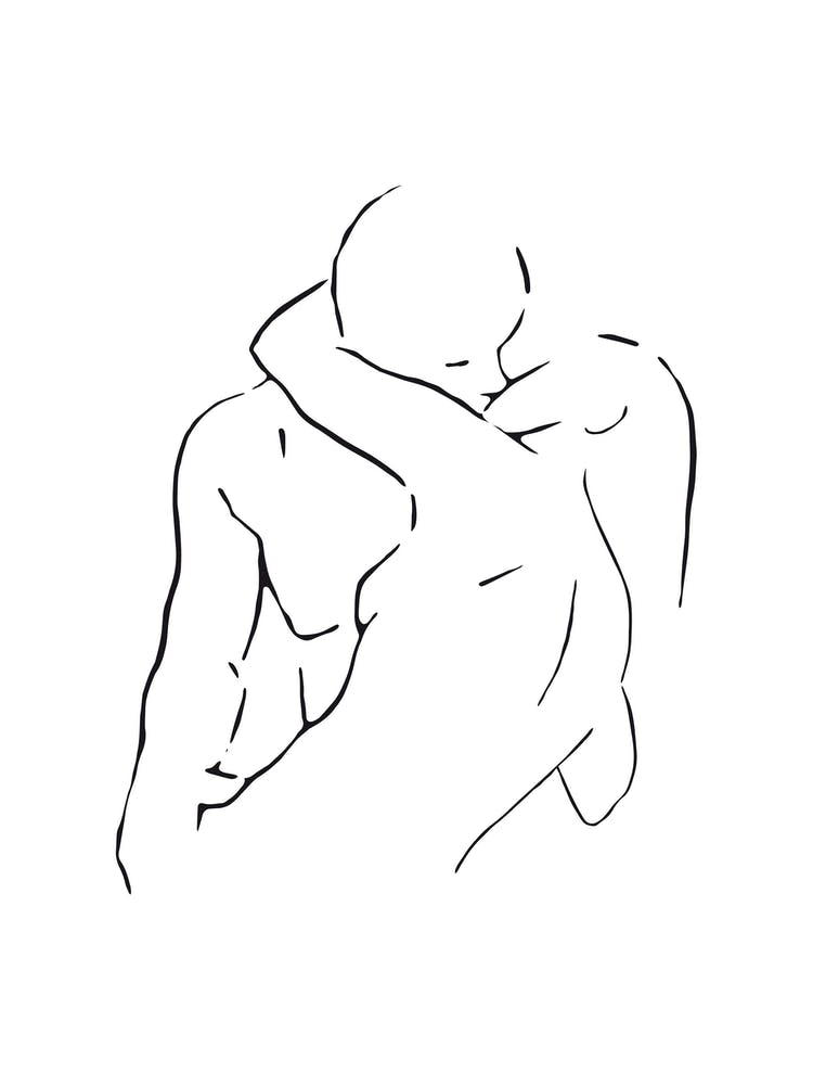 Lovers Body Sketch 2 Black And White